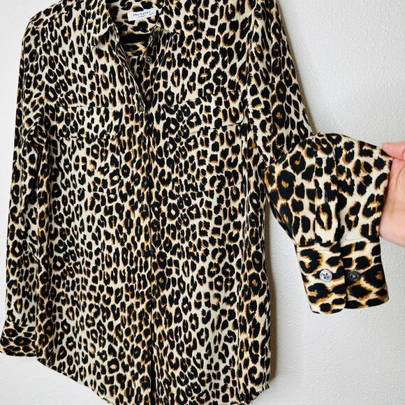 Equipment Leopard Print Long Sleeve Collared Button Up Silk Blouse XS - Picture 2 of 12